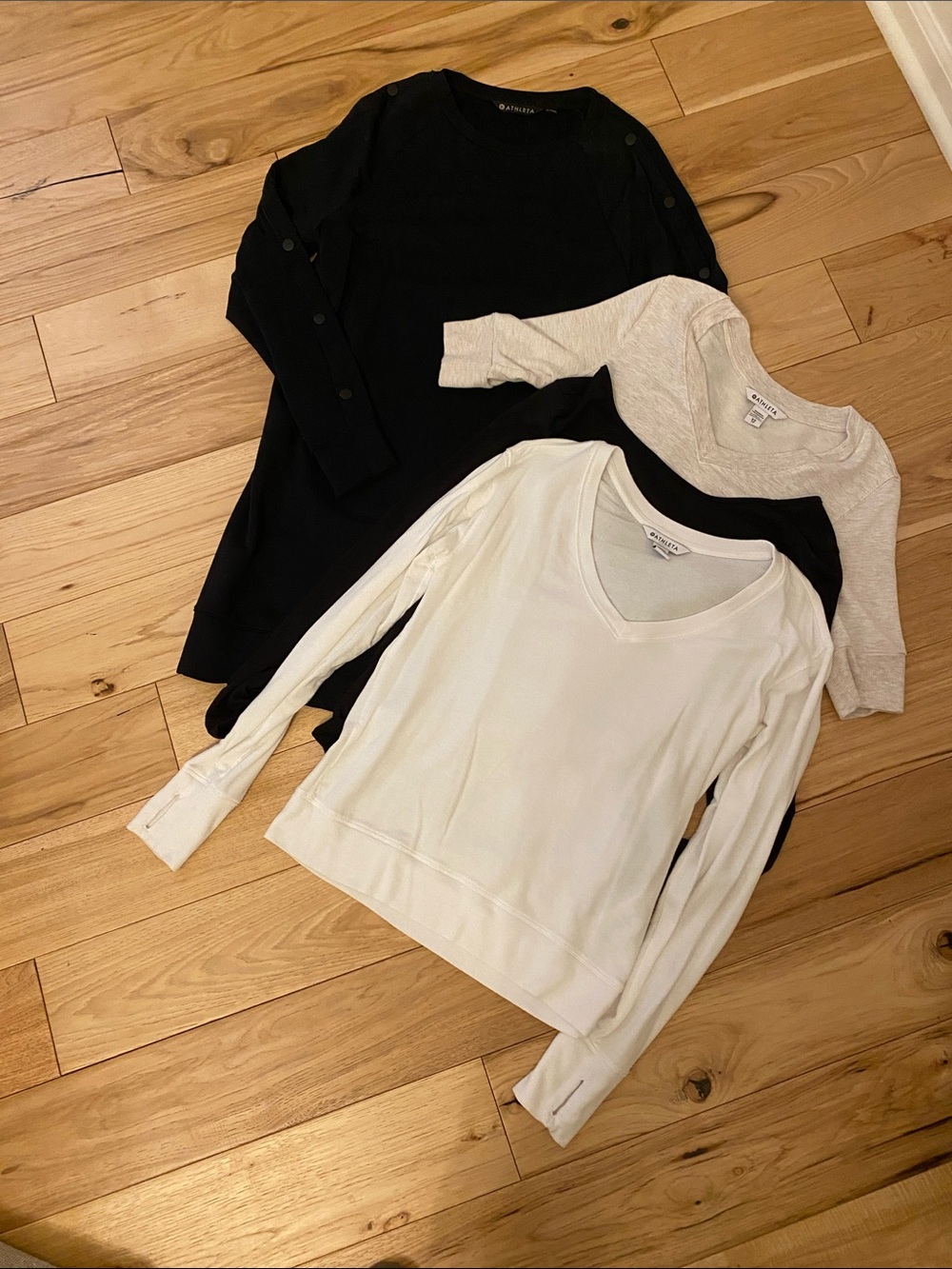 Athleta Dress and Top Trio - Black, Oatmeal , White